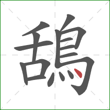 鴰的笔顺第17画：点