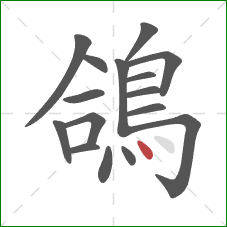 鴿的笔顺第16画：点