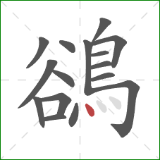 鵒的笔顺第16画：点