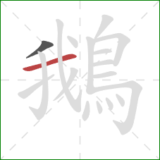 鵝的笔顺第2画：横