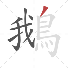 鵝的笔顺第8画：撇