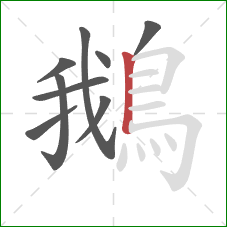 鵝的笔顺第9画：竖