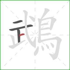 鵡的笔顺第4画:横 鵡的笔顺第4画:横