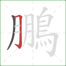 鵬的笔顺第2画：横折钩