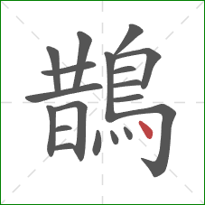 鵲的笔顺第19画:点 鵲的笔顺第19画:点