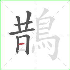 鵲的笔顺第7画:横 鵲的笔顺第7画:横