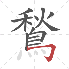 鶖的笔顺第16画：横折钩