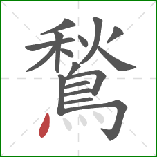 鶖的笔顺第17画：点