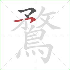 鶩的笔顺第3画：横钩