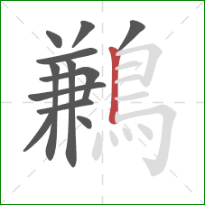 鶼的笔顺第12画：竖