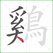 鷄的笔顺第10画：点