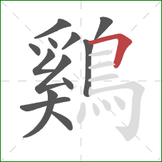 鷄的笔顺第13画：横折