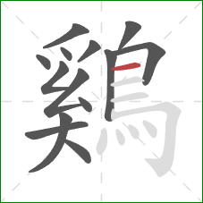 鷄的笔顺第14画：横