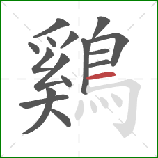 鷄的笔顺第16画：横