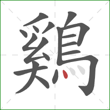 鷄的笔顺第19画：点