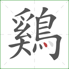 鷄的笔顺第20画：点