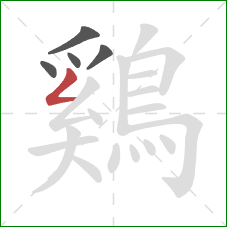 鷄的笔顺第5画：撇折