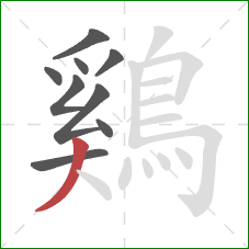 鷄的笔顺第9画：撇
