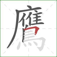鷹的笔顺第16画：横折