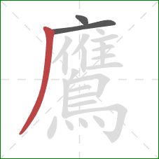 鷹的笔顺第3画：撇