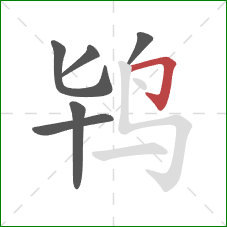 鸨的笔顺第6画：横折钩