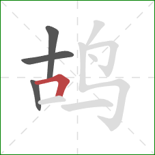 鸪的笔顺第4画：横折