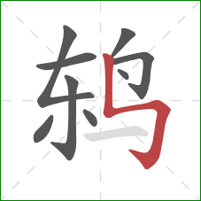 鸫的笔顺第9画：竖折折钩