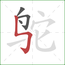 鸵的笔顺第4画:竖折折钩 鸵的笔顺第4画:竖折折钩