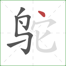 鸵的笔顺第6画:点 鸵的笔顺第6画:点