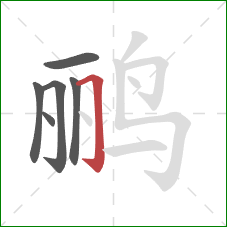 鹂的笔顺第6画：横折钩