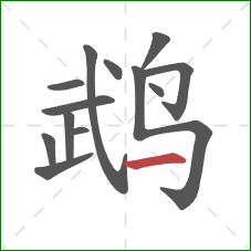 鹉的笔顺第13画:横 鹉的笔顺第13画:横