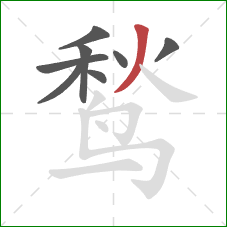 鹙的笔顺第8画:撇 鹙的笔顺第8画:撇