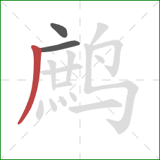 鹧的笔顺第3画:撇 鹧的笔顺第3画:撇