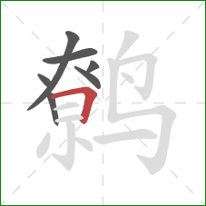 鹩的笔顺第7画:横折 鹩的笔顺第7画:横折