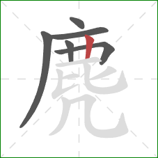 麂的笔顺第6画:竖 麂的笔顺第6画:竖