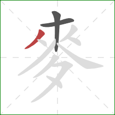 麥的笔顺第3画：撇