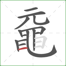 黿的笔顺第14画：横