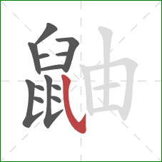 鼬的笔顺第13画：斜钩
