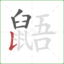 鼯的笔顺第7画：竖提