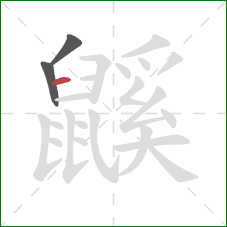 鼷的笔顺第3画：横