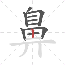 鼻的笔顺第10画：竖