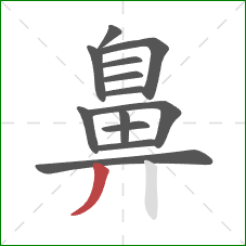 鼻的笔顺第13画：撇