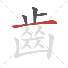 齒的笔顺第4画：横