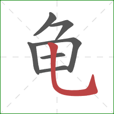 龟的笔顺第7画：竖弯钩